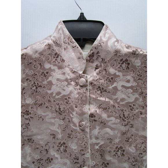 VINTAGE Gigi Clark Satin Embroidered Button Down Vest 90s Blouse - Picture 2 of 12